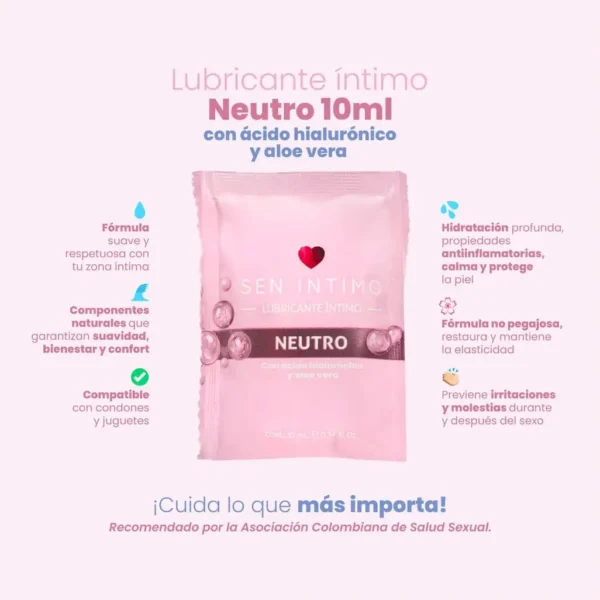 Sachet Lubricante Neutro con ácido hialurónico y aloe vera de Sen Íntimo 10ml